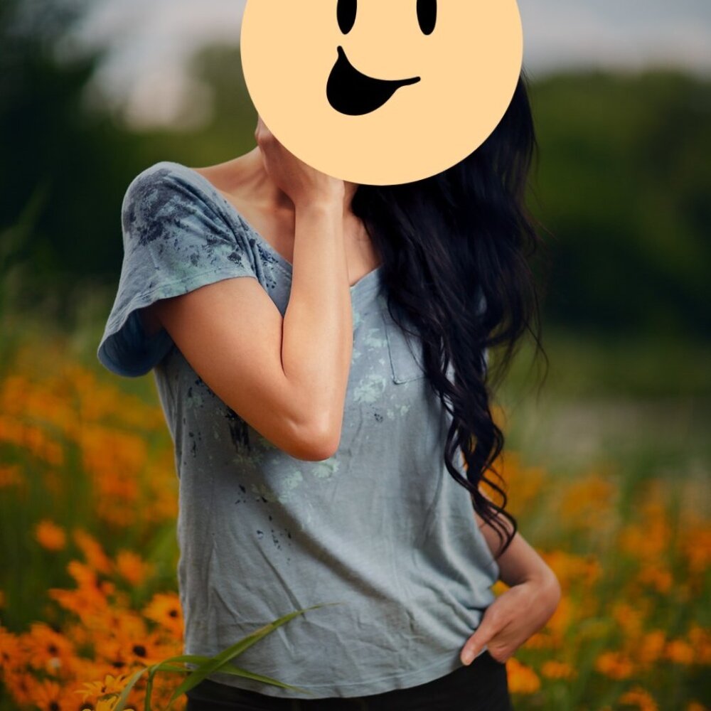 Blue off shoulder shirt, XS